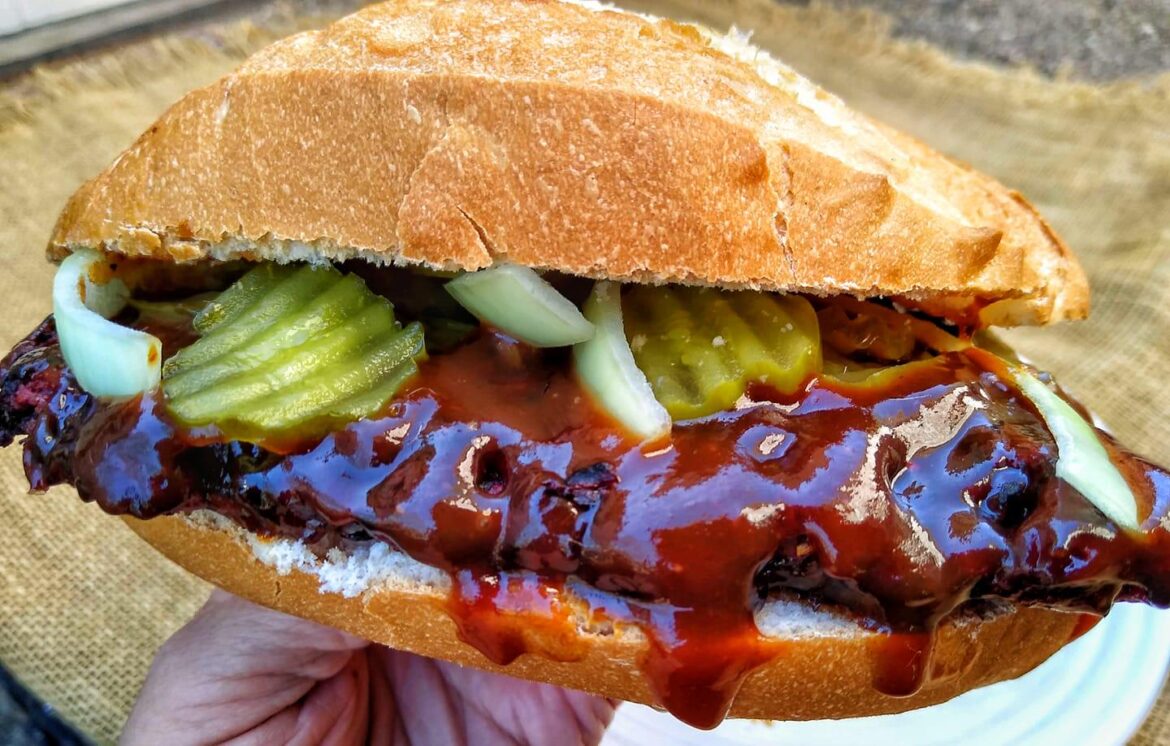 Homemade Seitan BBQ Ribs Sandwich