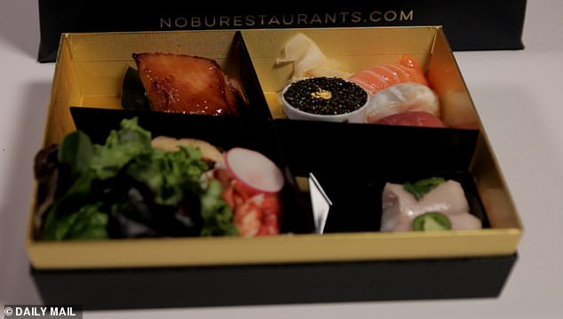 It's definitely a feast for the eyes with the food served inside a chic 'Nobu' box adorned with a gold interior
