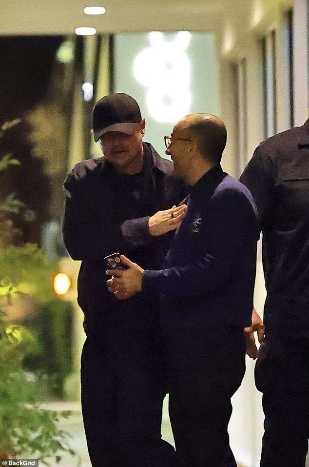 Leonardo DiCaprio got dinner at Italian restaurant E Baldi in Beverly Hills, CA on Saturday night with a male friend (M) and his girlfriend Vittoria Ceretti