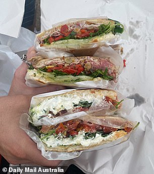 Customers can choose their own adventure or hand control to the experts, with many opting for what fans affectionately call an 'omakase panini'. One of their standout combinations includes stracciatella, mortadella and artichoke (left) and costs $15