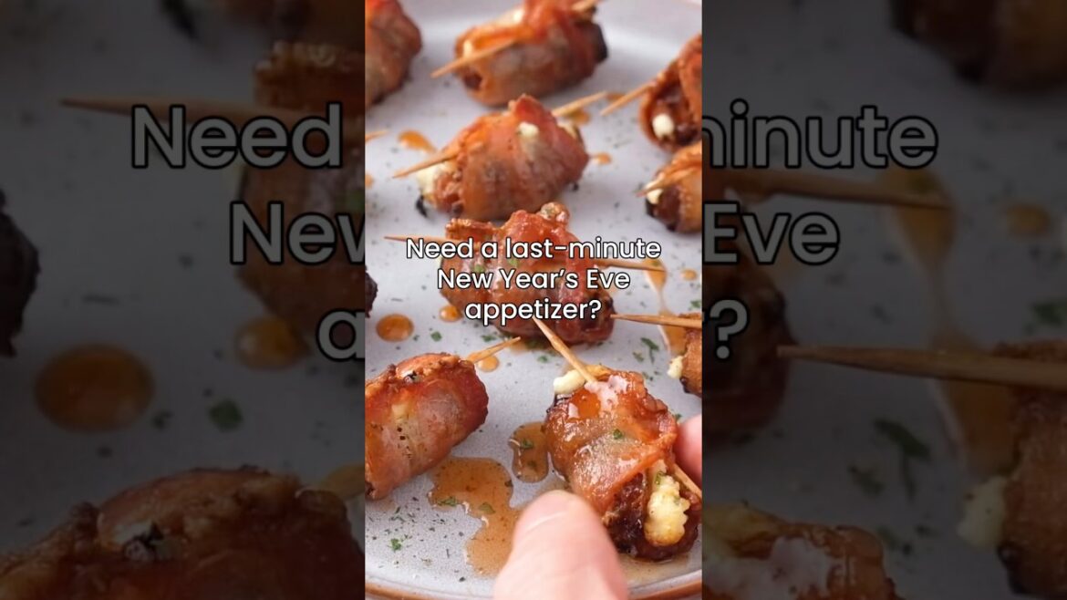 Need a last-minute New Year’s appetizer? Try these air fryer bacon-wrapped stuffed dates.
