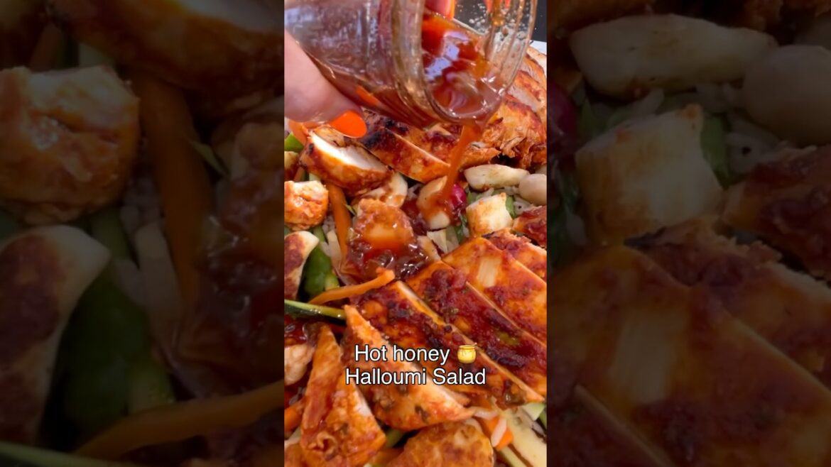 ⭐️Hot honey& halloumi Salad ⭐️ #recipe #highprotein #recipe #mealprep #food