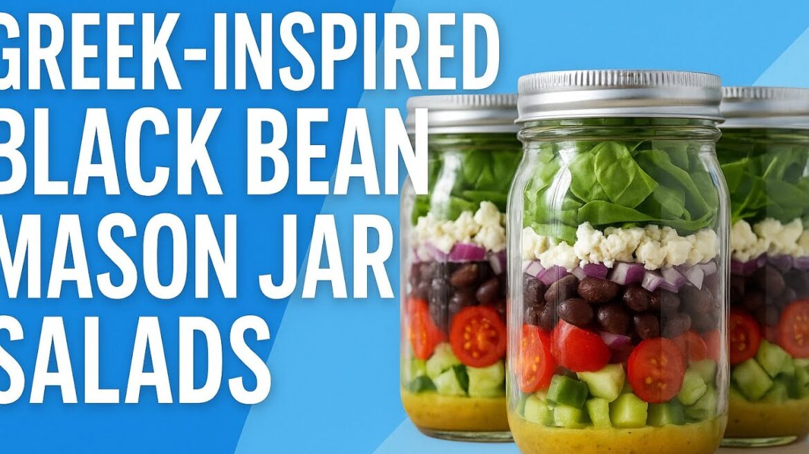 Greek-Inspired Black Bean Mason Jar Salads | Easy 3-Day Meal Prep with Spinach & Feta