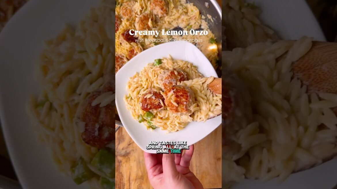 Creamy Lemon Orzo with Juicy Meatballs | Easy One-Pan Dinner! #easyrecipes #recipe #dinner