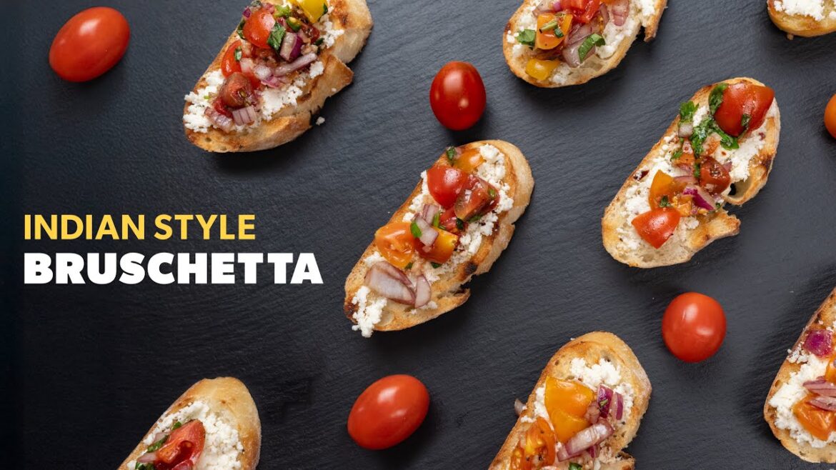 Indian Style Bruschetta | Easy Paneer Appetizer | Crispy Bread with Paneer Cheese & Tomato Topping Indian Style Bruschetta | Easy Paneer Appetizer | Crispy Bread with Paneer Cheese & Tomato Topping