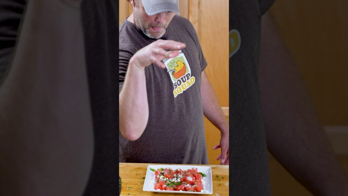 Making a watermelon, feta and mint salad…with a twist!