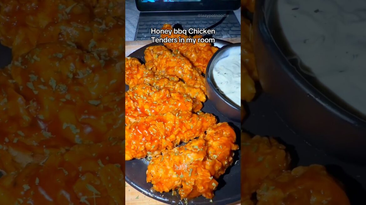 Honey bbq Chicken Tenders in my room #shorts #food