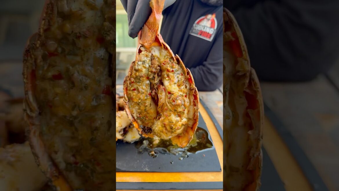 Grilled lobster tails with bone marrow cowboy butter