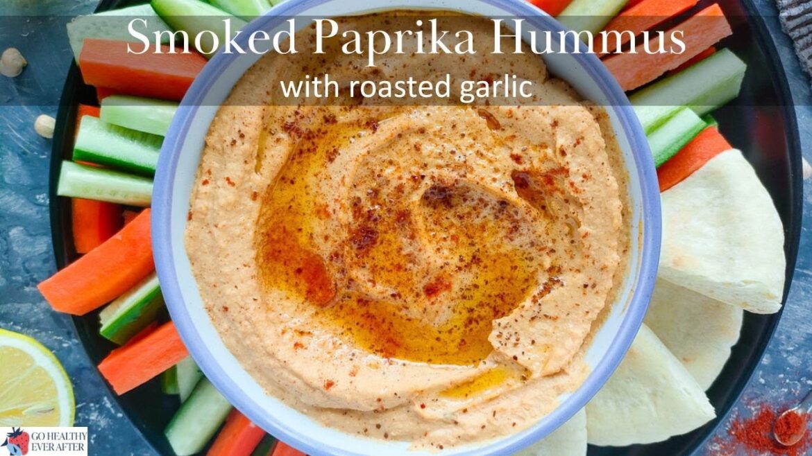 Smoked Paprika Hummus with Roasted Garlic | Healthy, Oil-Free Paprika Hummus Recipe