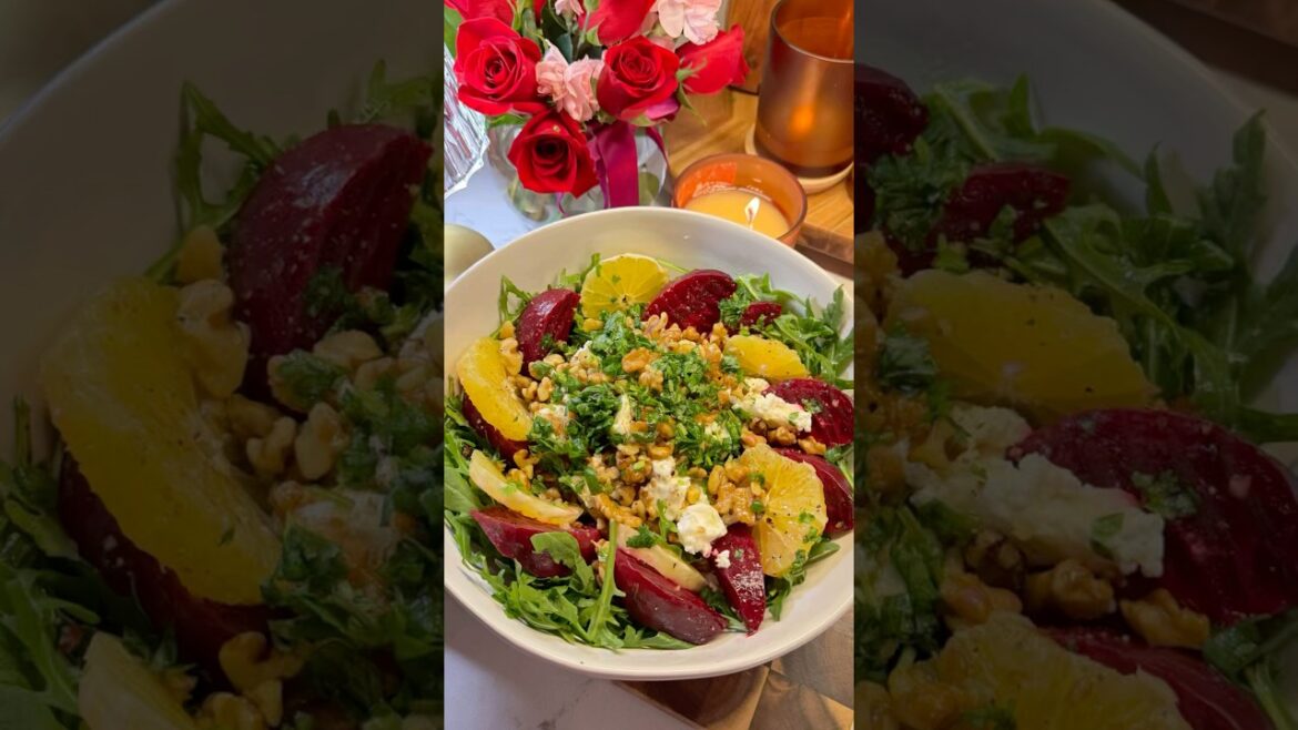 Love on a Plate: Roasted Beet & Citrus Valentine Salad#beetroot #saladrecipe #valentinesday #shorts