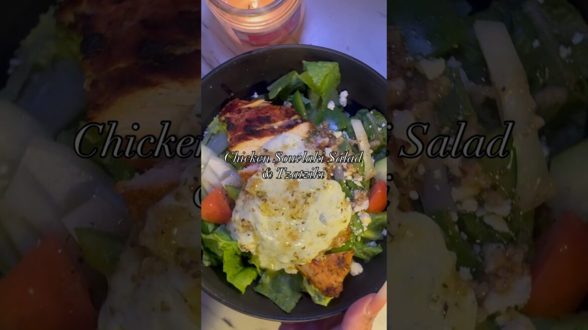 Chicken Souvlaki Salad w/ Greek Dressing & Tzatziki