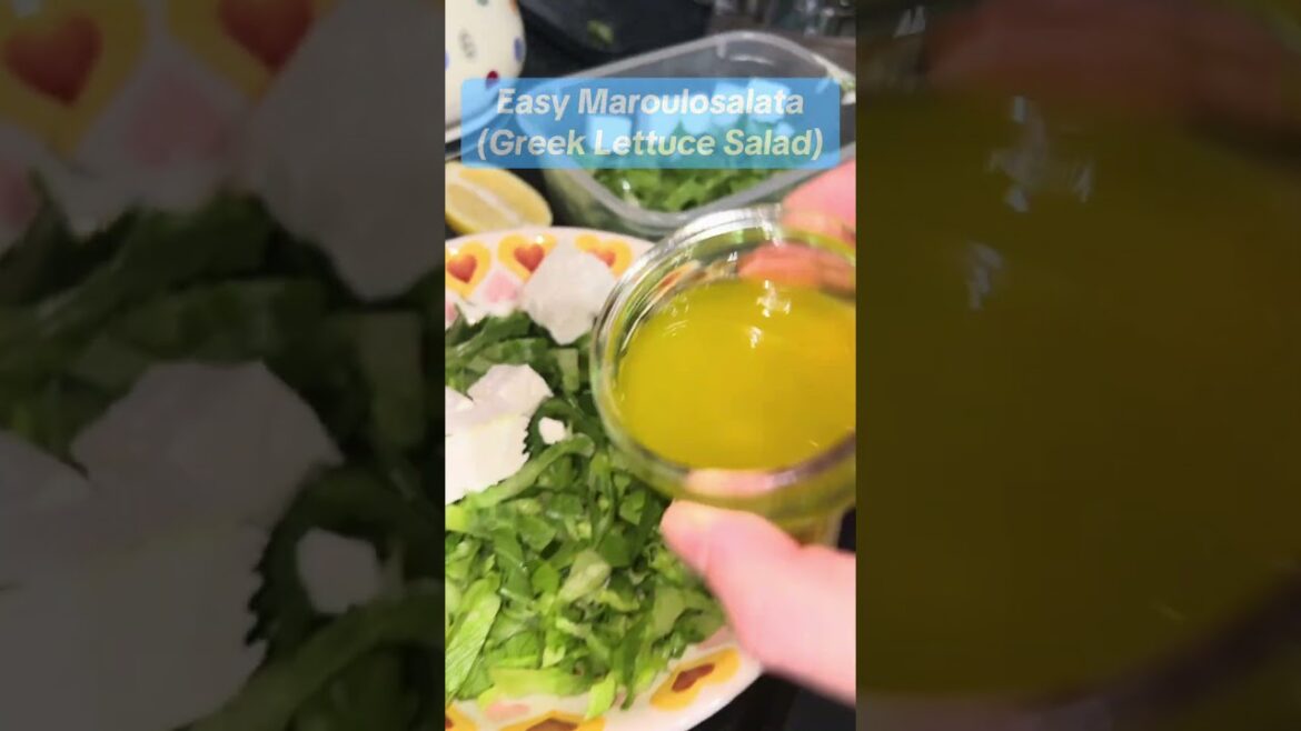 Easy Greek lettuce salad (Maroulosalata) made with real ingredients.