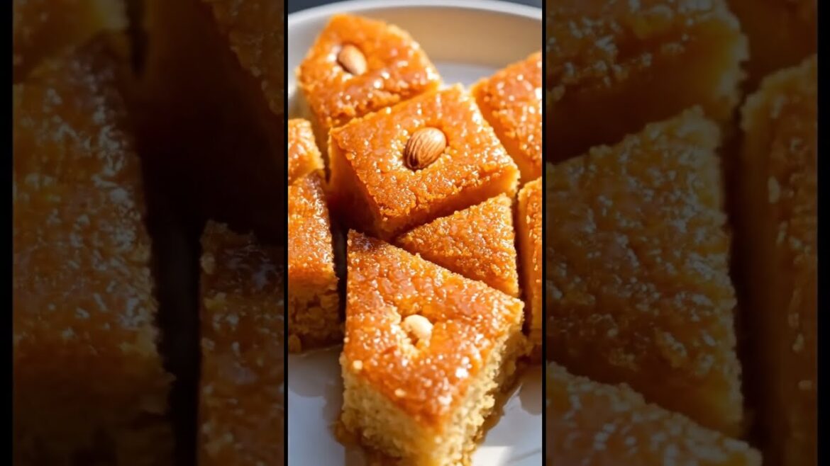 Traditional Basbousa Recipe | Egyptian Dessert Favorite #foodshorts #dessertshorts #bakingathome