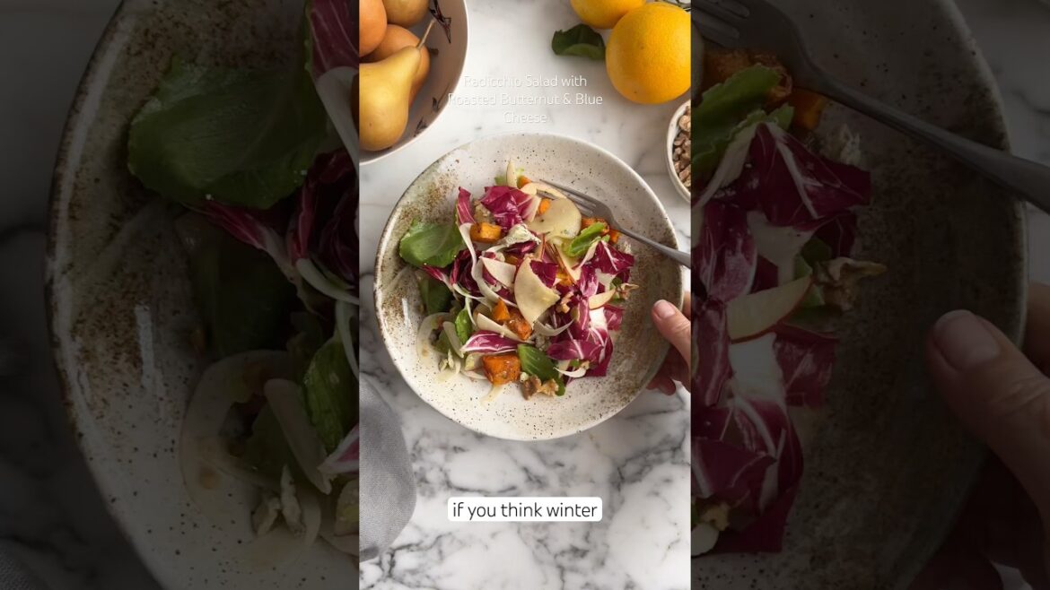 Radicchio Salad with Roasted Butternut & Blue Cheese #recipe