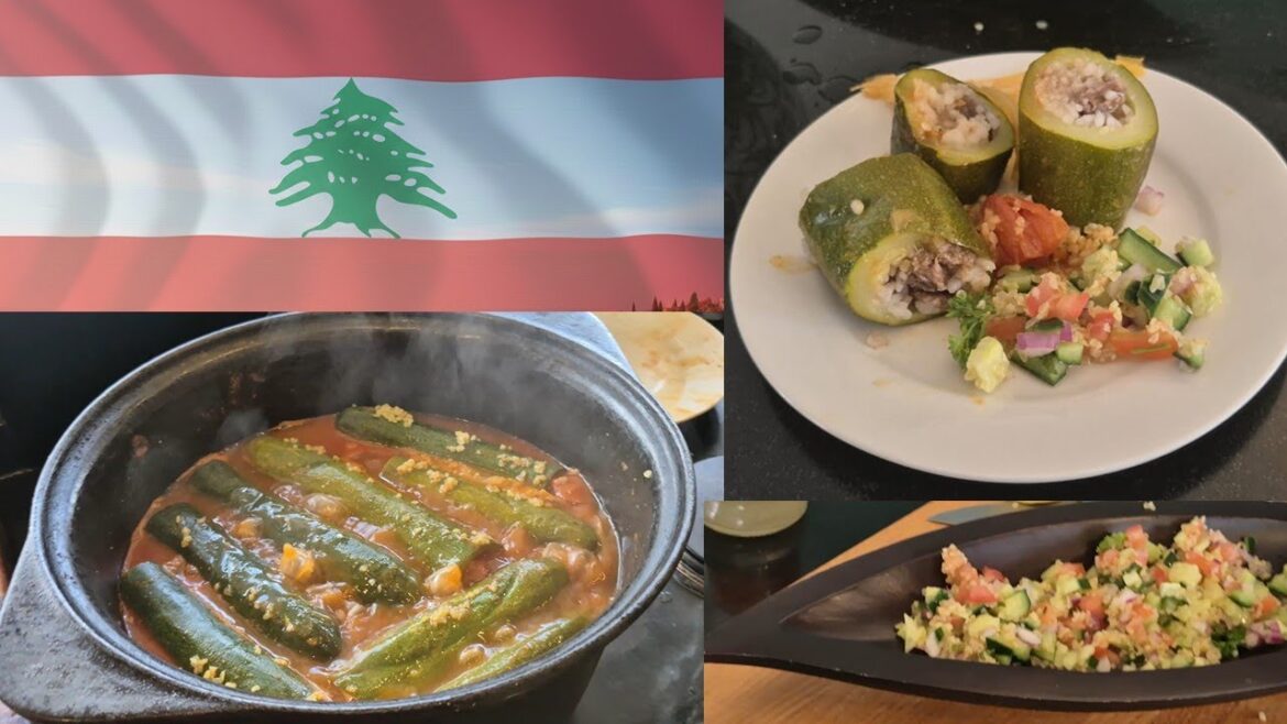 Kousa Mahshi (Stuffed zucchini)  &  Tabbouleh Salad - Lebanese Cuisine