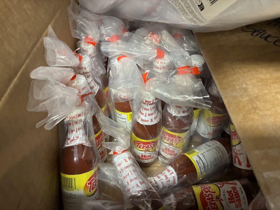 Soup kitchen I volunteer at is very well stocked on Texas Pete