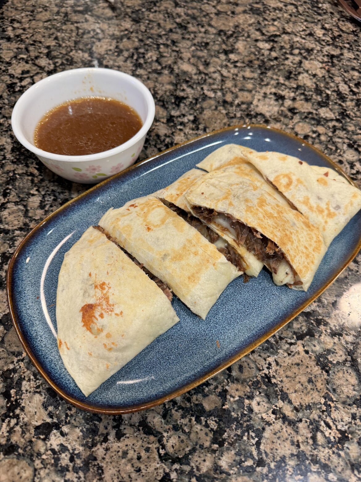Korean birria style Galbijjim quesadilla