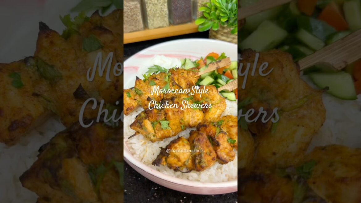 Moroccan Style Chicken Skewers #food #recipe #youtubeshorts