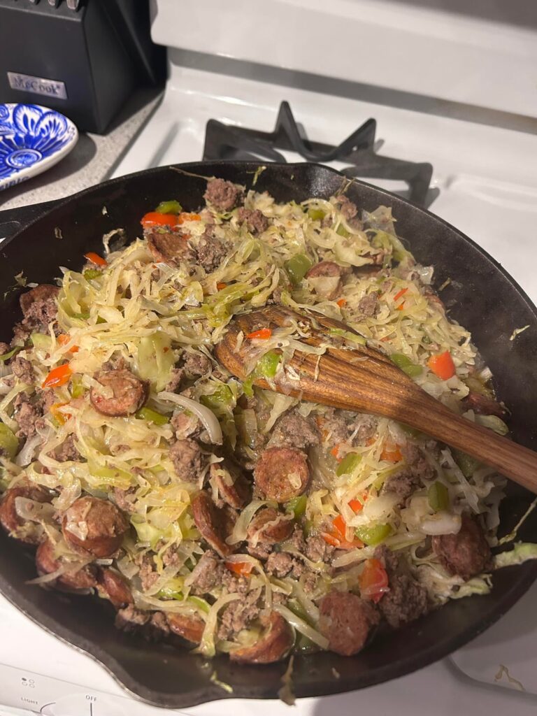 My twist on fried cabbage came out pretty good!