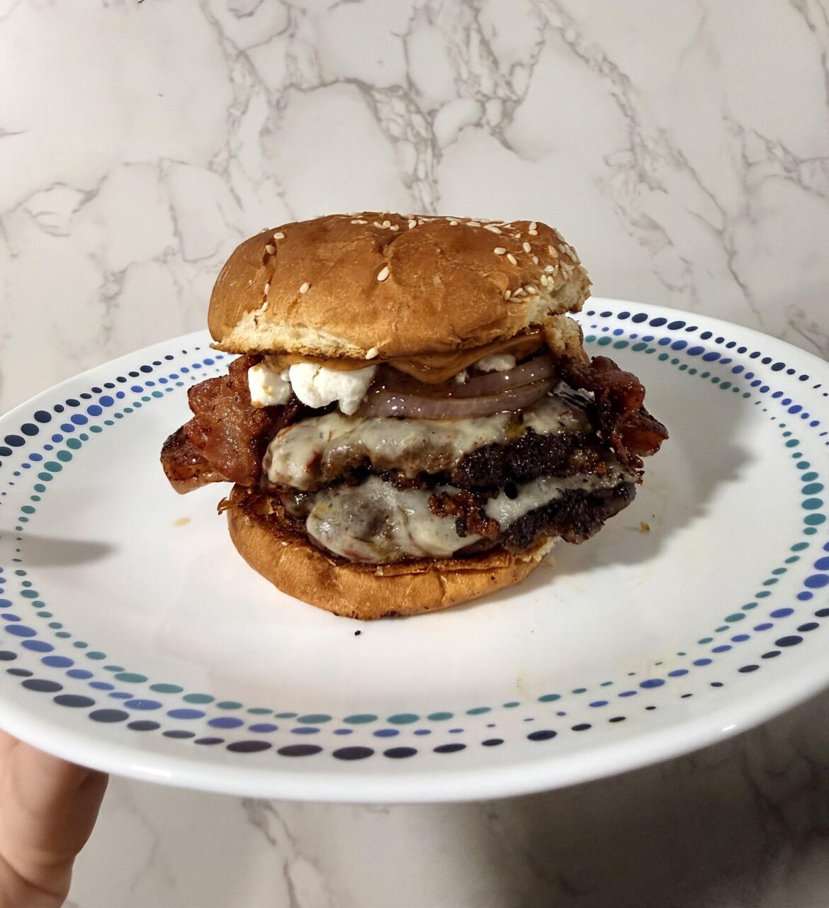 Smash burger. Got this recipe from a very nice restaurant that was in my town in Massachusetts. One of the best burgers I’ve ever had in my life.