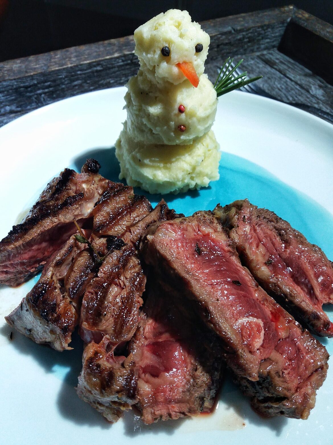 Steak and potato purée