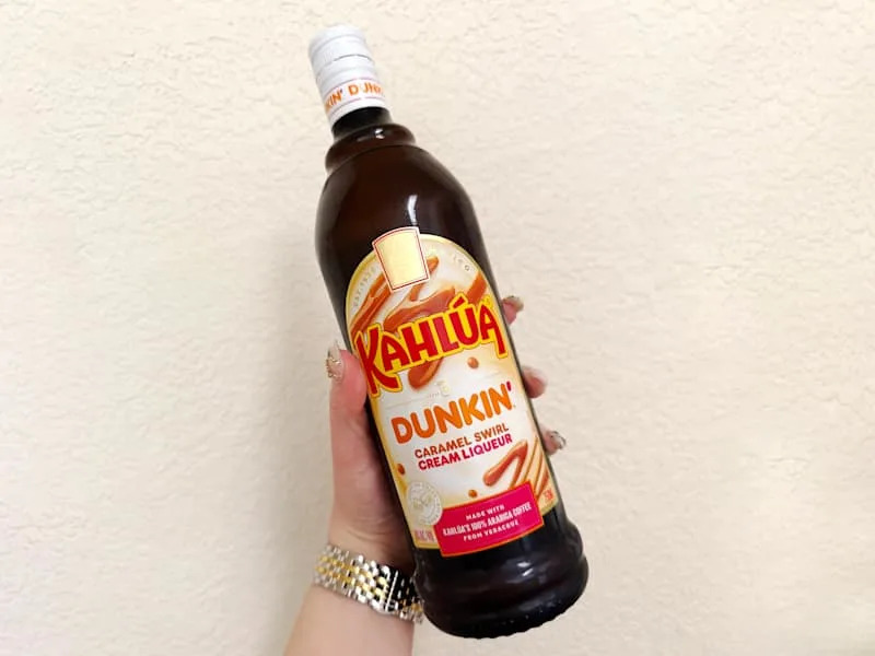 Kahlua Dunkin Caramel Swirl Coffee Liqueur in bottle