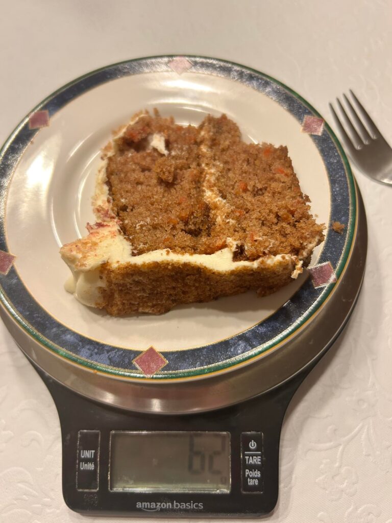It’s insane how a thin slice of carrot cake is 212 caloriess