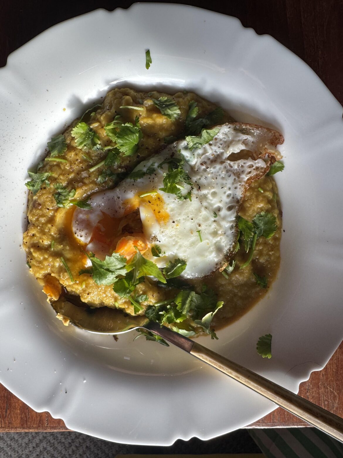 Dal with an egg on top
