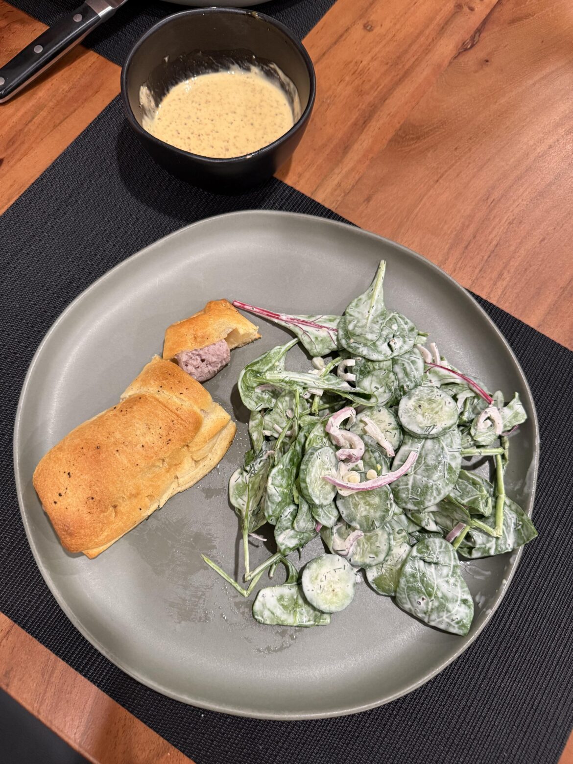 Bratwurst Kolaches & Smoky Mustard with Creamy Dill Cucumber Salad Bratwurst Kolaches & Smoky Mustard with Creamy Dill Cucumber Salad