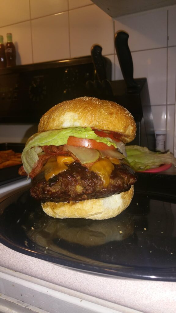 Homemade bacon cheeseburger