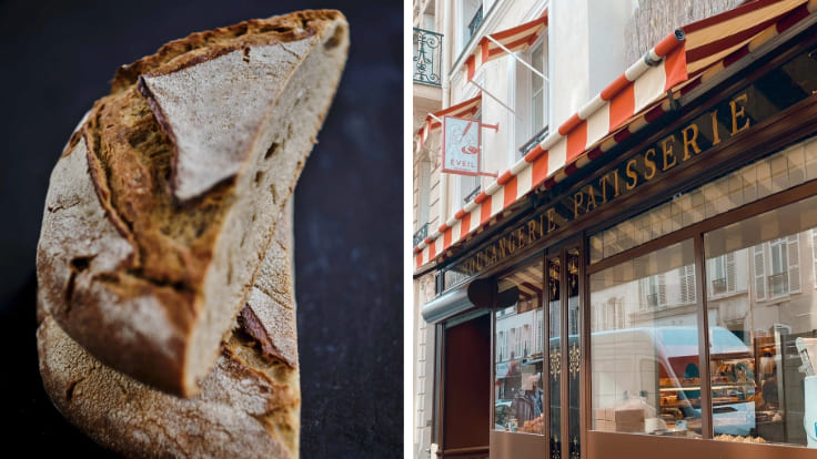 Breads made with carefully sourced heritage flours, served in Éveil bakery's warm, family-run setting. © Boulangerie Éveil