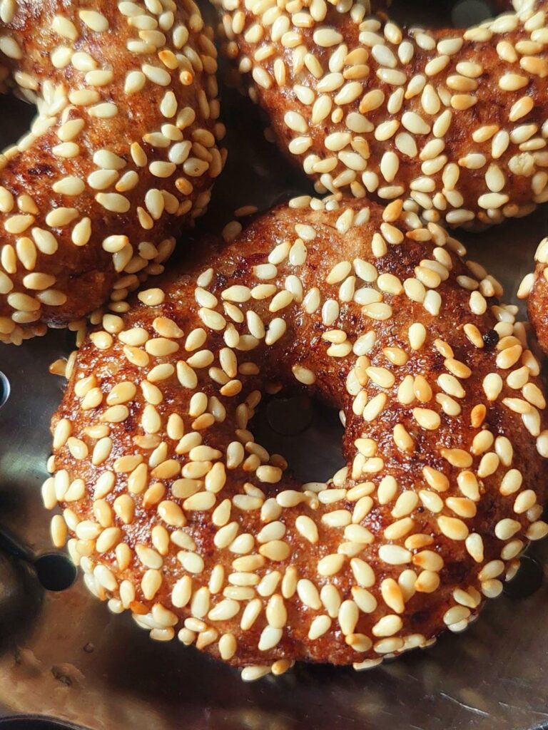 Banana Donuts Sprinkled with Sesame Seeds
