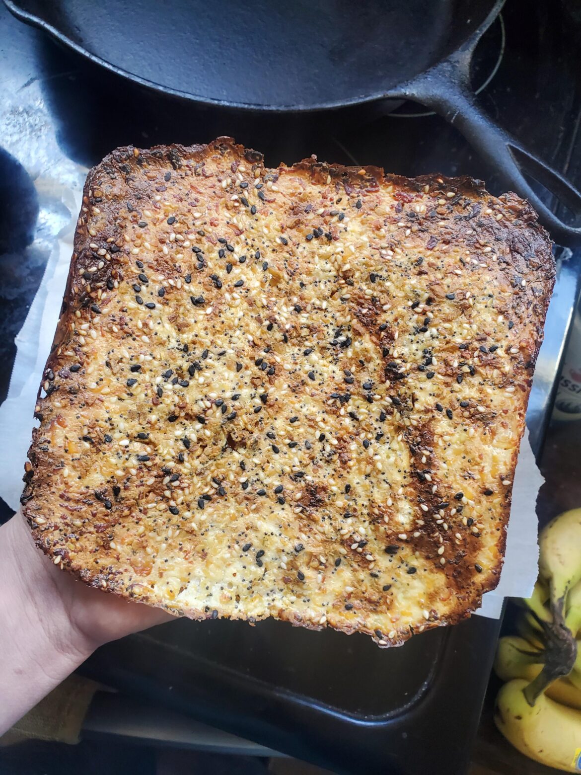 Burned cottage cheese and everything seasoning