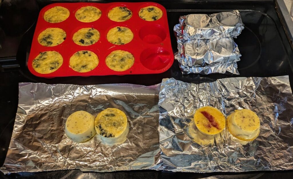 Spinach & artichoke and ham & cheddar egg bites