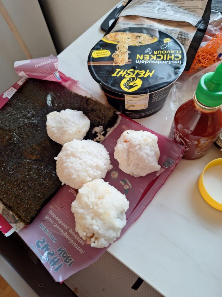 Homemade vegan onigiri