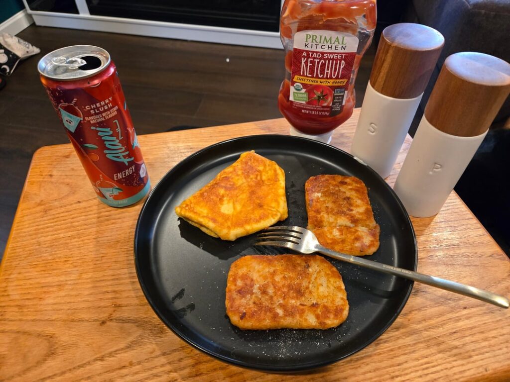 Cheesy eggs and hashbrowns