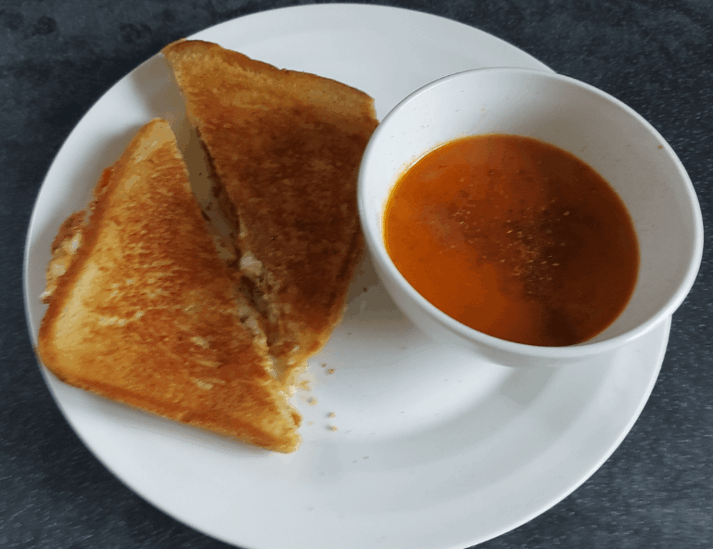 novice grilled cheese w/ soup :)