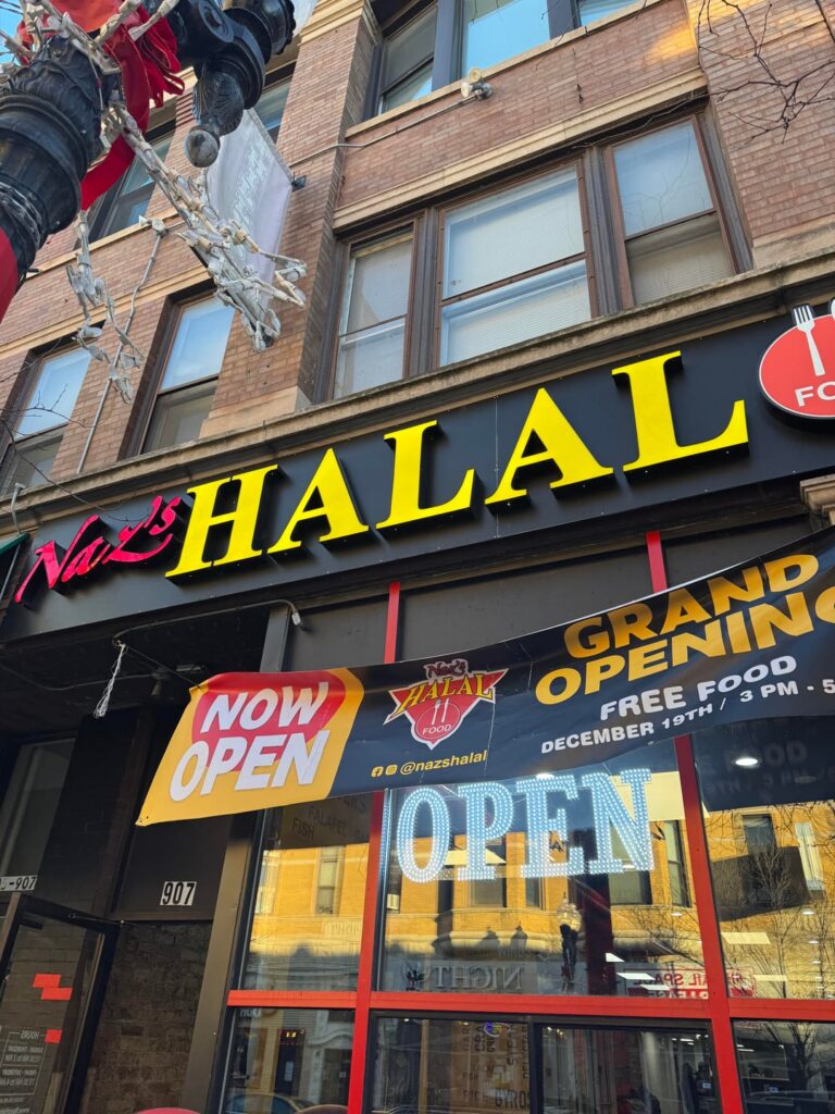 New Halal chicken over rice place just opened up on Belmont in Lakeview. Naz’s Halal. They are doing free platters today until 5pm. Stop by for a taste.