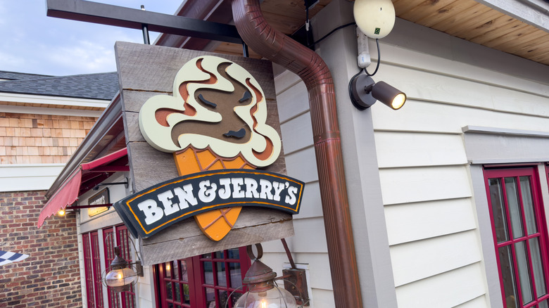 Ben and Jerry's sign outside shop