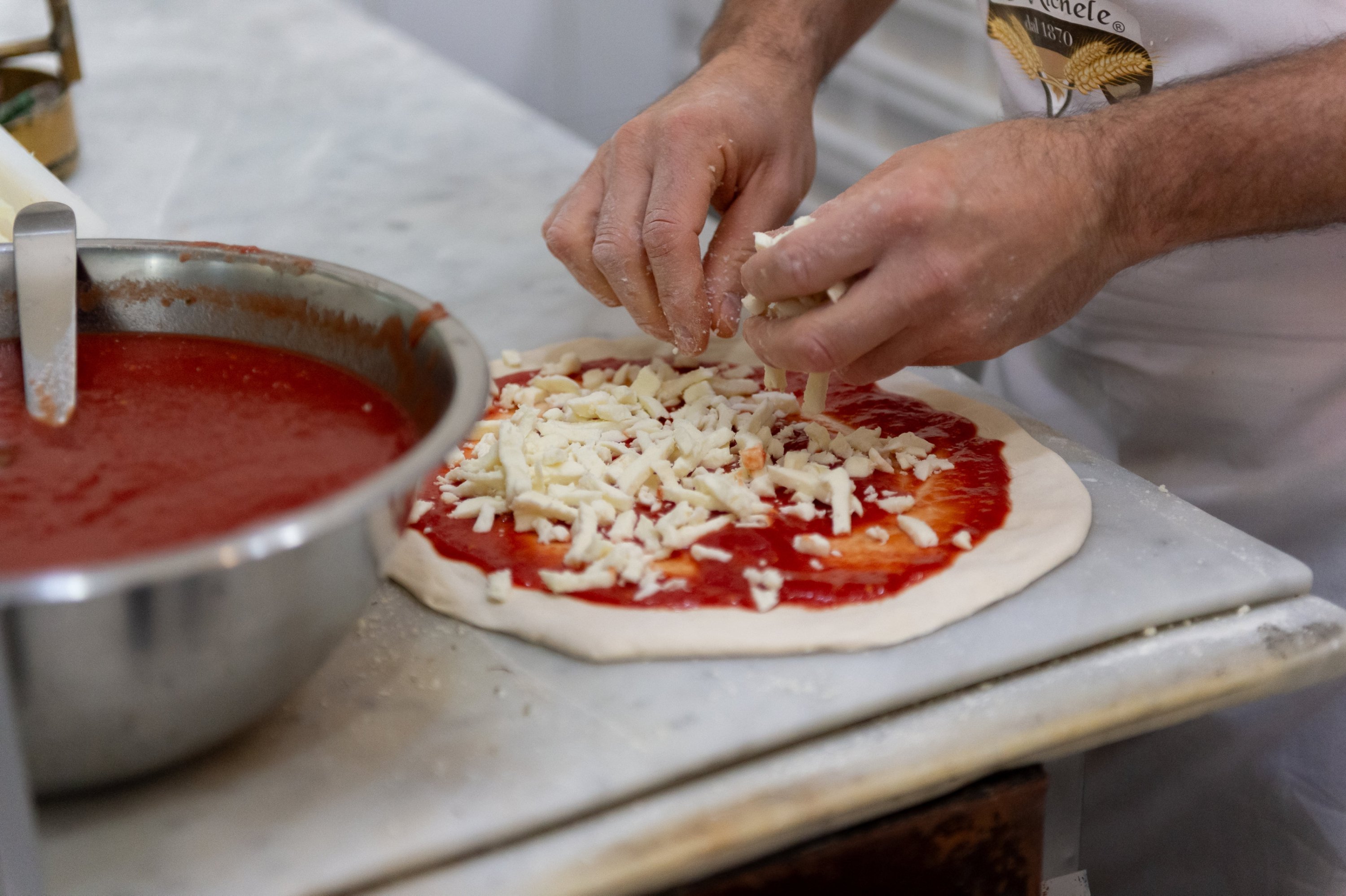 A chef prepares a pizza at a restaurant, Rome, Italy, Jan. 13, 2025. (AA Photo)