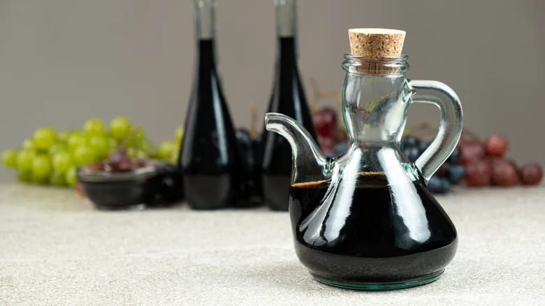 Balsamic vinegar in a glass jar