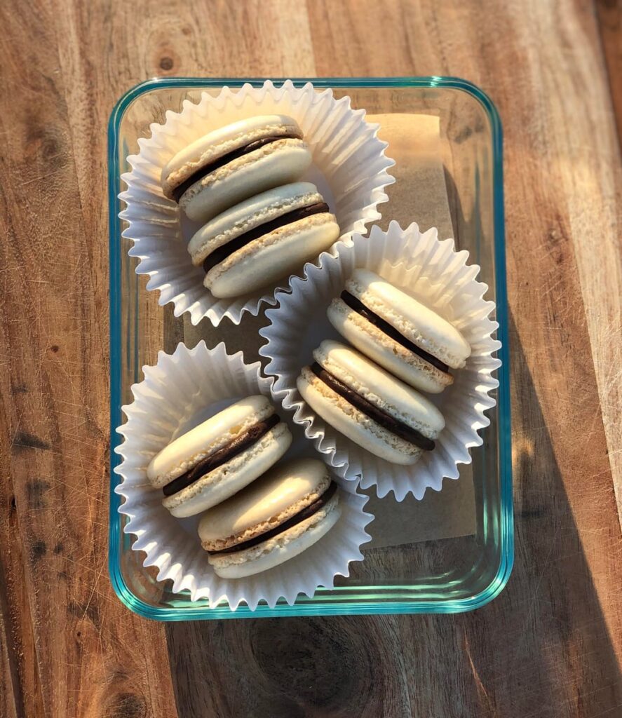 I taught myself macarons this week! Vanilla + whipped dark chocolate ganache