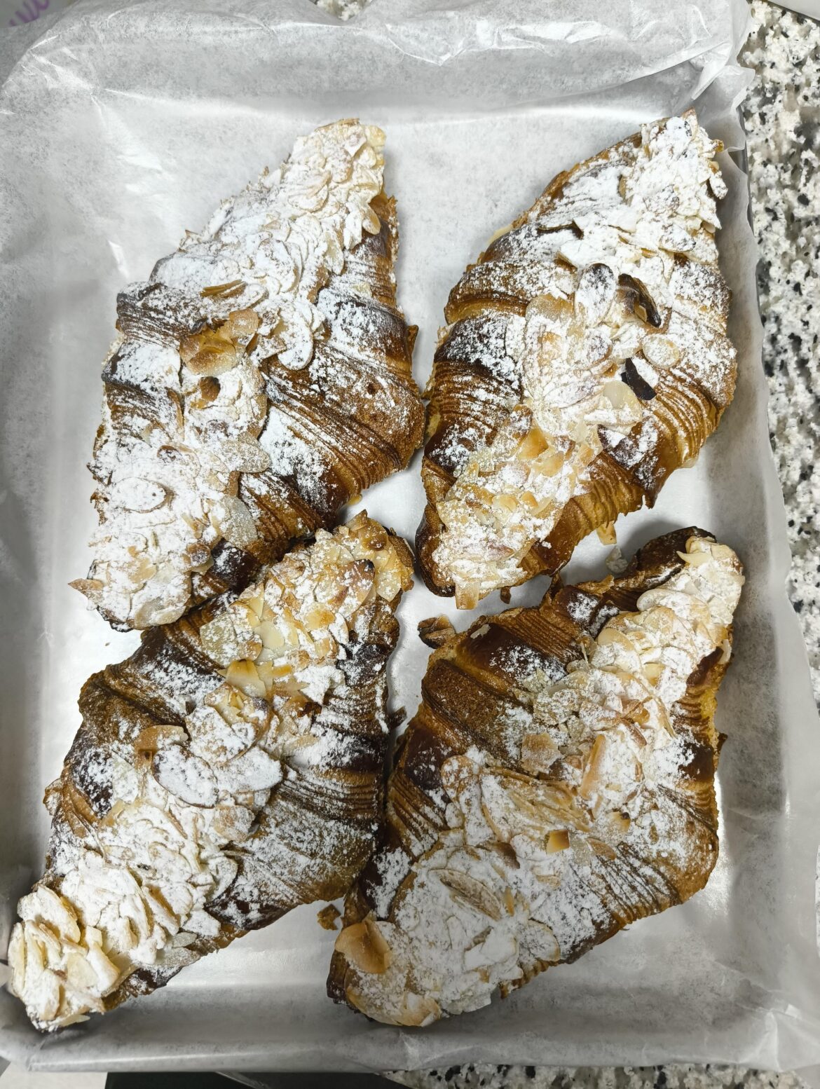 Home baked almond croissant
