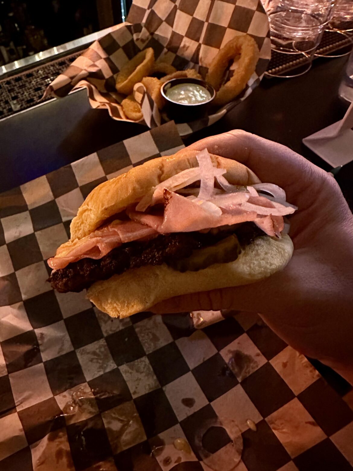 Those bastards at Ludlow Liquors are now offering fried mortadella on a burger. Not fair.