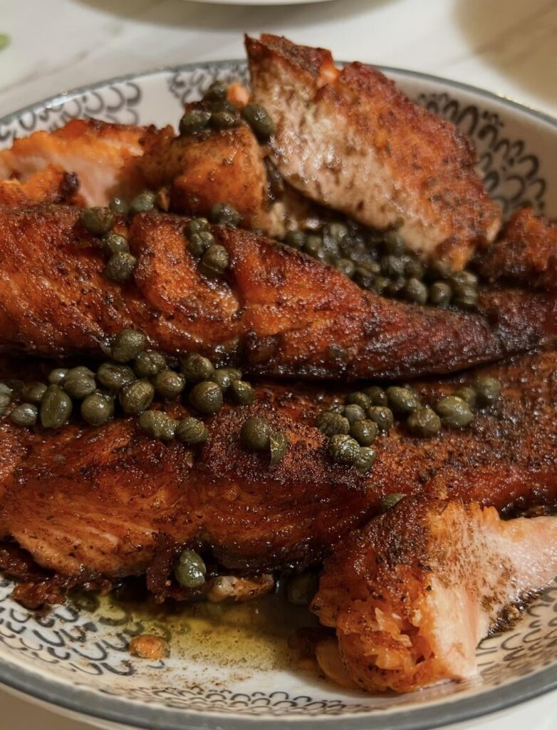 Brown Butter salmon with capers.