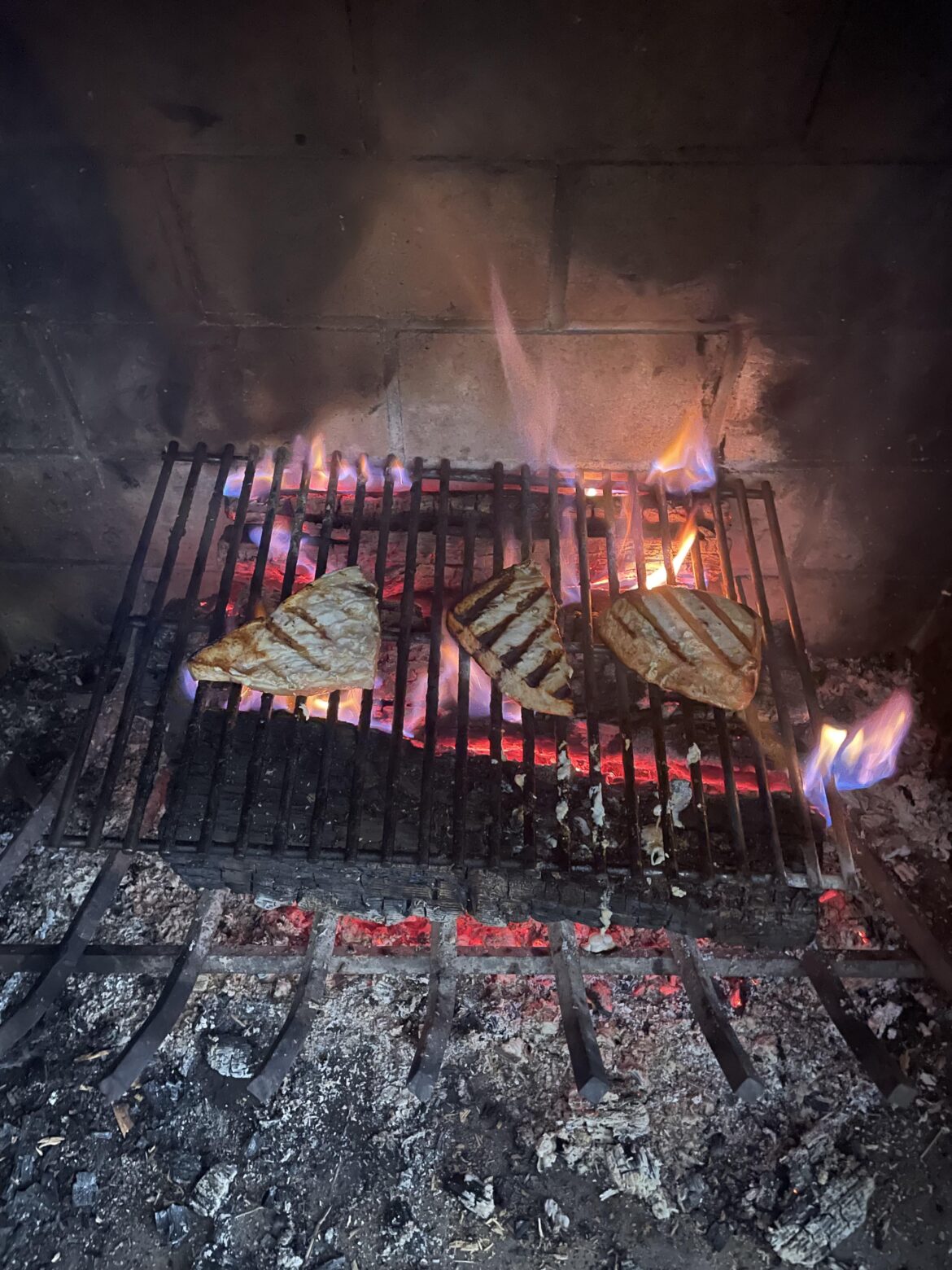 Don’t let a good fire go to waste. Swordfish and tuna steak.