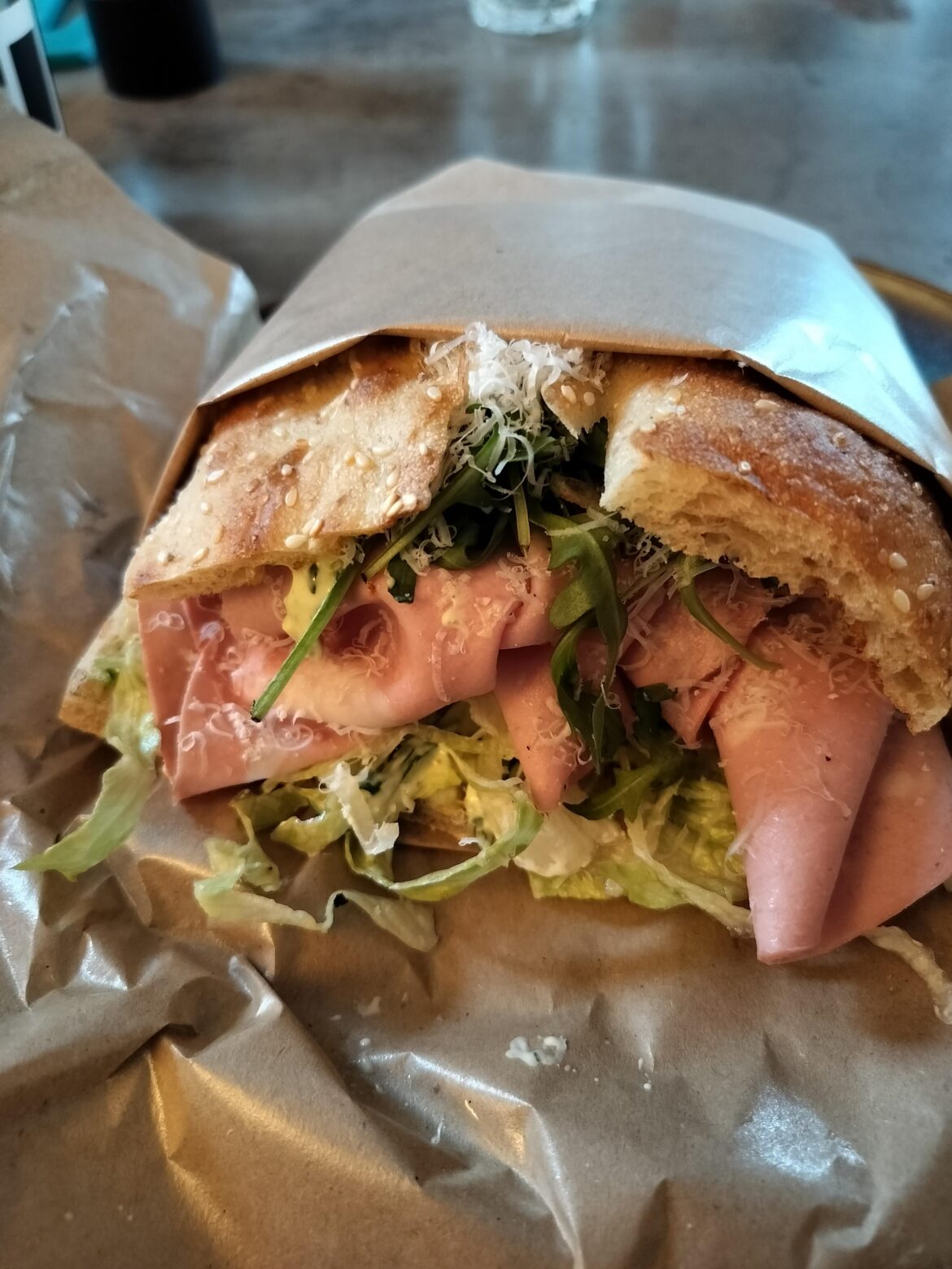 Mortadella sandwich from Hasselssons in Gothenburg, Sweden