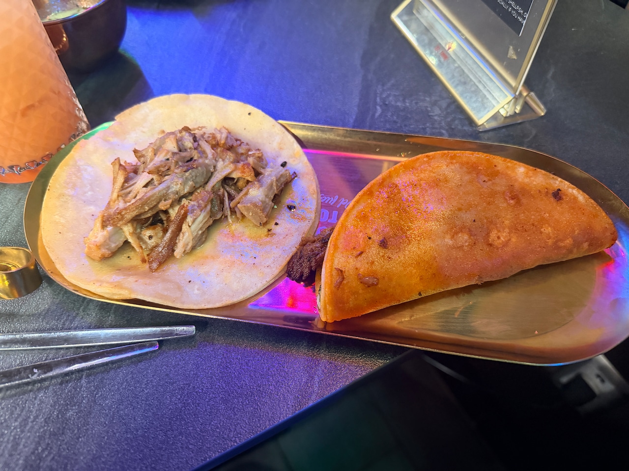Carnitas taco and quesa birria taco at El Toro Del Fuego in Hamilton, NJ