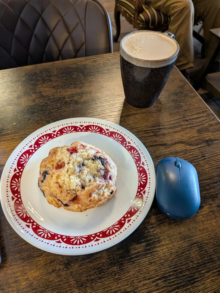 Berry scone guesses? Its not very heavy/dense