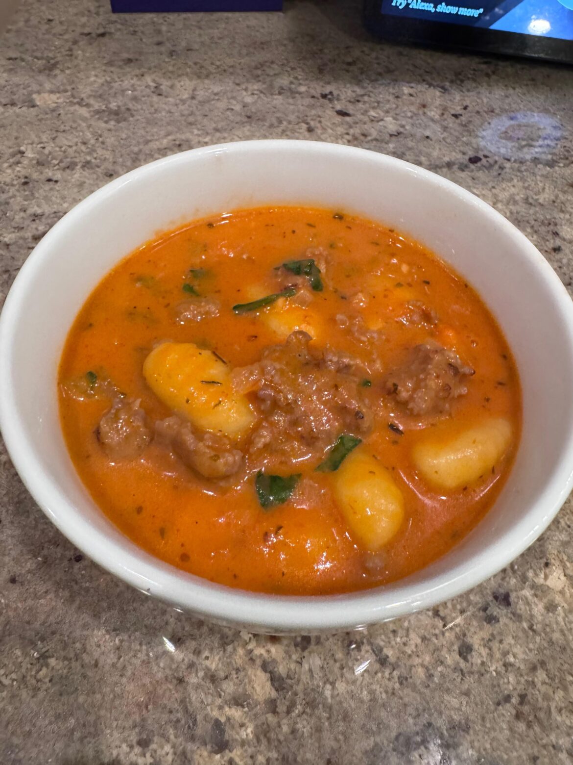 Italian sausage and gnocchi soup.
